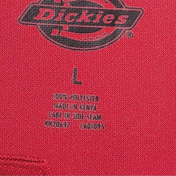 Dickies Polo Shirt Mens Large Red Short Sleeve Three Button Polyester Polo - Picture 6 of 8
